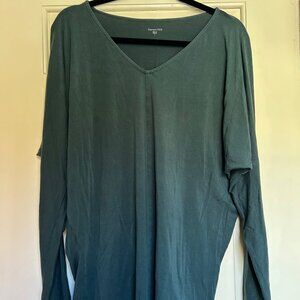 Garnet Hill Lyocell Batwing Top - Forest Green - L